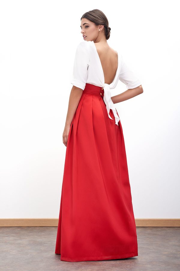 falda de fiesta larga roja de fatima angulo